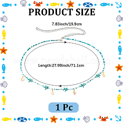 Natural Cowrie Shell & Synthetic Turquoise and Glass Seed Beaded Bohemian Waist Chains for Women&nbsp;AJEW-CP0011-34
