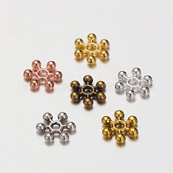 スノーフレーク亜鉛合金ビーズスペーサー  ミックスカラー  8x2mm  穴：1mm  約228個/箱  38個/コンパートメント&nbsp;PALLOY-X0032-B