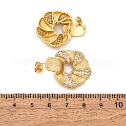 Flower Brass Micro Pave Cubic Zirconia Stud Earrings&nbsp;EJEW-R025-07G