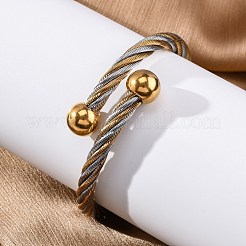 304 Stainless Steel Torque Bangles for Women&nbsp;BJEW-P310-12GP