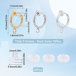 30Pcs 3 Colors Brass Clip-on Earring Findings&nbsp;KK-SC0003-26