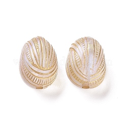 メッキクリアアクリルビーズ  ゴールドライン入り  卵  透明  13x10mm  穴：1.6mm  680個/ 500g&nbsp;OACR-P013-13