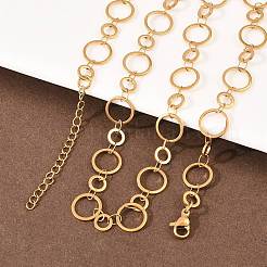 304 Stainless Steel 10mm and 14MM Ring Link Chain Necklaces&nbsp;NJEW-P343-02C-G