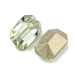 ガラスラインストーンカボション  フラットバック＆バックメッキ  多面カット  長方形  クリソライト  6x4x3mm&nbsp;RGLA-L029-18A-238