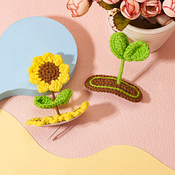 2Pcs 2 Styles Handmade Knitted Wool Snap Hair Clip&nbsp;AJEW-TA0001-59