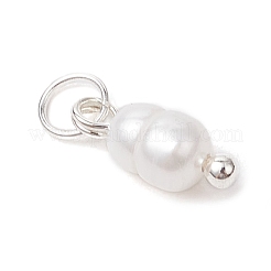 Natural Cultured Freshwater Pearl Potato Charms with Brass Jump Rings&nbsp;PALLOY-JF04176-03