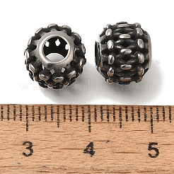 304ステンレススチールヨーロピアンビーズ  大穴ビーズ  ロンデル  アンティークシルバー  10x8.5mm  穴：4mm&nbsp;STAS-D191-12H-AS
