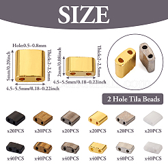 360個 12スタイル 2穴 不透明ガラスシードビーズセット  長方形  ミックスカラー  4.5~5.5x2~5.5x2~2.5mm  穴：0.5~0.8mm&nbsp;SEED-TA0001-08