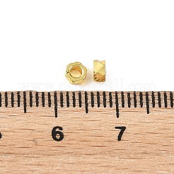真鍮ビーズ  長持ちメッキ  六角  ゴールドカラー  3.5x3.5x2mm  穴：2mm&nbsp;KK-CBA973B-01G