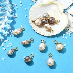12Pcs 4 Styles Copper Wire Wrapped Natural Cultured Freshwater Pearl Pendants&nbsp;PALLOY-YW00227