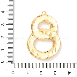 テクスチャ加工された304ステンレススチールペンダント  8のチャーム  ゴールドカラー  38x24.5x3mm  穴：1.8mm&nbsp;STAS-K317-03G