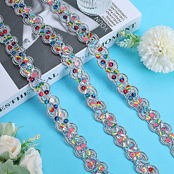 Polyester Paillette Lace Ribbon&nbsp;OCOR-WH0078-113A
