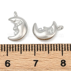 真鍮製チャーム  ムーン  カドミウムフリー＆鉛フリー  ラックめっき  長持ちメッキ  プラチナ  11x7x3.5mm  穴：1.2mm&nbsp;KK-S527-14P