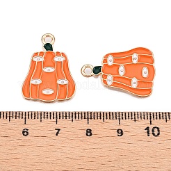 ハロウィンテーマアロイエナメルペンダント  ライトゴールド  カボチャ  24.5x18x1mm  穴：2mm&nbsp;ENAM-T020-07D