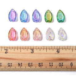 100個透明ガラスチャーム  涙の形をした花びら  ミックスカラー  13x8x5.5mm  穴：1.2mm&nbsp;GLAA-FS0002-18