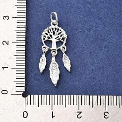 925スターリングシルバーペンダント  羽飾りのついた木  s925スタンプあり  アンティークシルバー  25x10x2mm  穴：3mm&nbsp;LS-STER-P057-05S