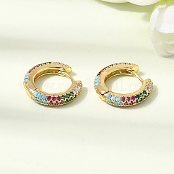 Brass Micro Pave Cubic Zirconia Hoop Earrings&nbsp;KK-CBA8324-24G