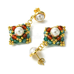 Glass Dangle Stud Earrings&nbsp;EJEW-MZ00321