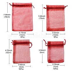 30Pcs 4 Styles Rectangle Organza Bags Jewellery Storage Pouches Wedding Favour Party Mesh Drawstring Gift&nbsp;OP-FS0001-01A