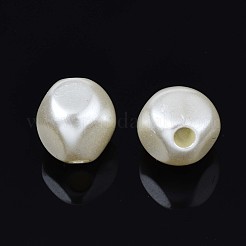 アクリルパール調ビーズ  オーバル  乳白色  10x10x9.5mm  穴：2mm  約900個/500g&nbsp;OACR-N134-003