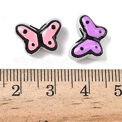 透明なガラスエナメルビーズ  手描きのビーズ  蝶  染め＆加熱  ミックスカラー  10x14~14.5x6~6.5mm  穴：1mm&nbsp;LAMP-C023-03