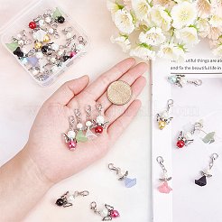 40個 2スタイル アクリル&合金ペンダント  ガラスビーズ  合金ビーズ＆カニカン  天使  ミックスカラー  38mm  20個/スタイル&nbsp;FIND-SC0001-53