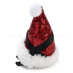 Sequins Christmas Hat Polyester Alligator Hair Clips for Women Girl&nbsp;AJEW-M012-03C