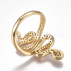 Brass Micro Pave Cubic Zirconia Cuff Rings&nbsp;RJEW-G108-06G