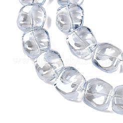 電気メッキガラスビーズセット  パール光沢メッキ  正方形  アクア  10.5x10.5~11x6.5mm  穴：1mm  約59~60個/連  25.12~25.59インチ（63.8~65cm）&nbsp;EGLA-N012-07P