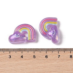 グリッターメッキ樹脂カボション  レインボー  紫色のメディア  16x23x7mm&nbsp;RESI-H163-07D