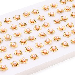 Flower Brass Natural Pearl Stud Earrings&nbsp;PEAR-N017-07F