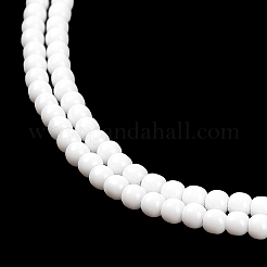 ジェイド風ガラスビーズ連売り  ラウンド  ホワイト  2~2.5mm  穴：0.6mm  約173~180個/連  14.57''~14.84''（37~37.7センチメートル）&nbsp;GLAA-K062-A01-08