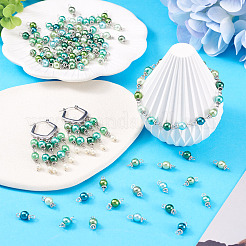 110Pcs 11 Colors Glass Pearl Round Connector Charms&nbsp;PALLOY-TA00261