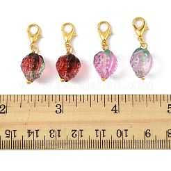 4Pcs 2 Styles Handmade Lampwork Strawberry Pendant Decorations&nbsp;HJEW-FS00041-01