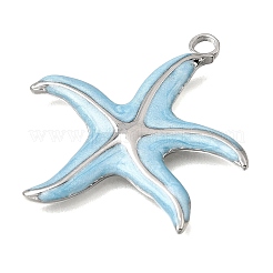 304ステンレスペンダント  エナメル  ヒトデのチャーム  ステンレス鋼色  ミックスカラー  37x35x2.5mm  穴：3mm&nbsp;STAS-N108-101P