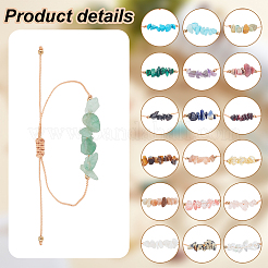 19個19スタイルの天然＆合成混合宝石＆ガラスチップ編みビーズブレスレットセット（女性用）  内径：3-3/4インチ（9.45cm）  1個/スタイル&nbsp;BJEW-AN0001-43