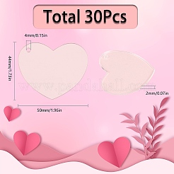 透明アクリルディスクビッグペンダント30個  ハート  透明  50x2mm&nbsp;TACR-SC0001-17