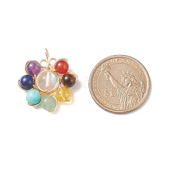7 Chakra Gemstone Beaded Copper Wire Wrapped Pendants&nbsp;PALLOY-TA00008