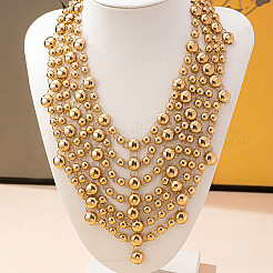 Alloy Round Beads Multi-strand Necklaces&nbsp;WGB544A-01