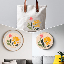 花柄パンチ刺繍スターターキット  刺繍生地と糸を含む  針  パンチペン  スレッダー  刺繍フープ  指示シート  ミックスカラー  295x294x1mm&nbsp;DIY-WH20007-743B