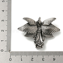 316サージカルステンレスペンダント  天使のチャーム  アンティークシルバー  29x40x10.5mm  穴：4mm&nbsp;STAS-Z073-90AS
