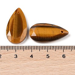 天然石タイガーアイペンダント  ファセットティアドロップチャーム  24.5x13x4mm  穴：1mm&nbsp;G-M440-01D