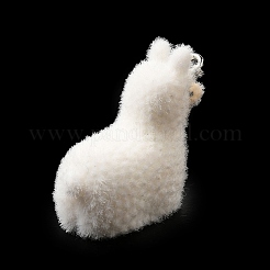 フロッキー樹脂ペンダント  アルパカ  プラチナ鉄ループ付き  ホワイト  24x27x4mm  穴：2mm&nbsp;FIND-I044-20