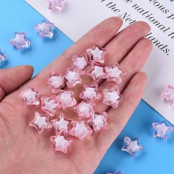 透明なアクリルビーズ  二層ビーズ  多面カット  スター  パールピンク  14x15x8.5mm  穴：2mm  約518個/500g&nbsp;TACR-S152-02A-703