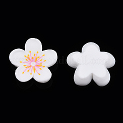 オペーク樹脂カボション  桃の花  ホワイト  23x25.5x5.5mm&nbsp;CRES-CJC0007-24C