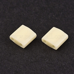 MIYUKIティラビーズ  日本製シードビーズ  2穴  (tl491) アイボリーパールセイロンラスター  5x5x1.9mm  穴：0.8mm  約590個/50g&nbsp;SEED-X0054-TL491