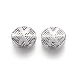 イオンプレーティング（IP）304ステンレスビーズ  手動研磨  フラットラウンド  アンティークシルバー  11x3.6mm  穴：1.6mm&nbsp;STAS-P240-01P