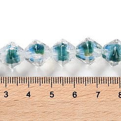 手作りランプワークビーズ連売り  双円錐形  ティール  12.5x11mm  穴：1.6mm  約40個/連  17.52''（44.5センチメートル）&nbsp;LAMP-Q036-03B
