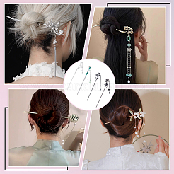 12個 12スタイル 合金製 フラワー バタフライ ヘアスティック  プラスチック付き  ミックスカラー  159~191x18~45.5x4.5~11.5mm  1個/スタイル&nbsp;OHAR-PH0001-37