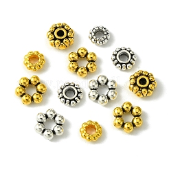 140個6スタイルチベットスタイルアロイスペーサービーズ  花  ミックスカラー  6~8x3~4mm  穴：2~2.5mm&nbsp;FIND-FS0002-51